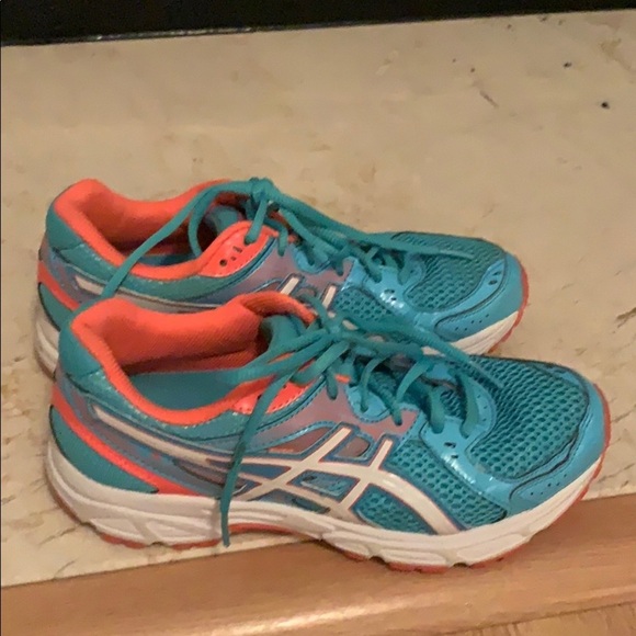 ASICS gel contend 2 aqua & coral sneakers size 7.5 - Picture 3 of 8